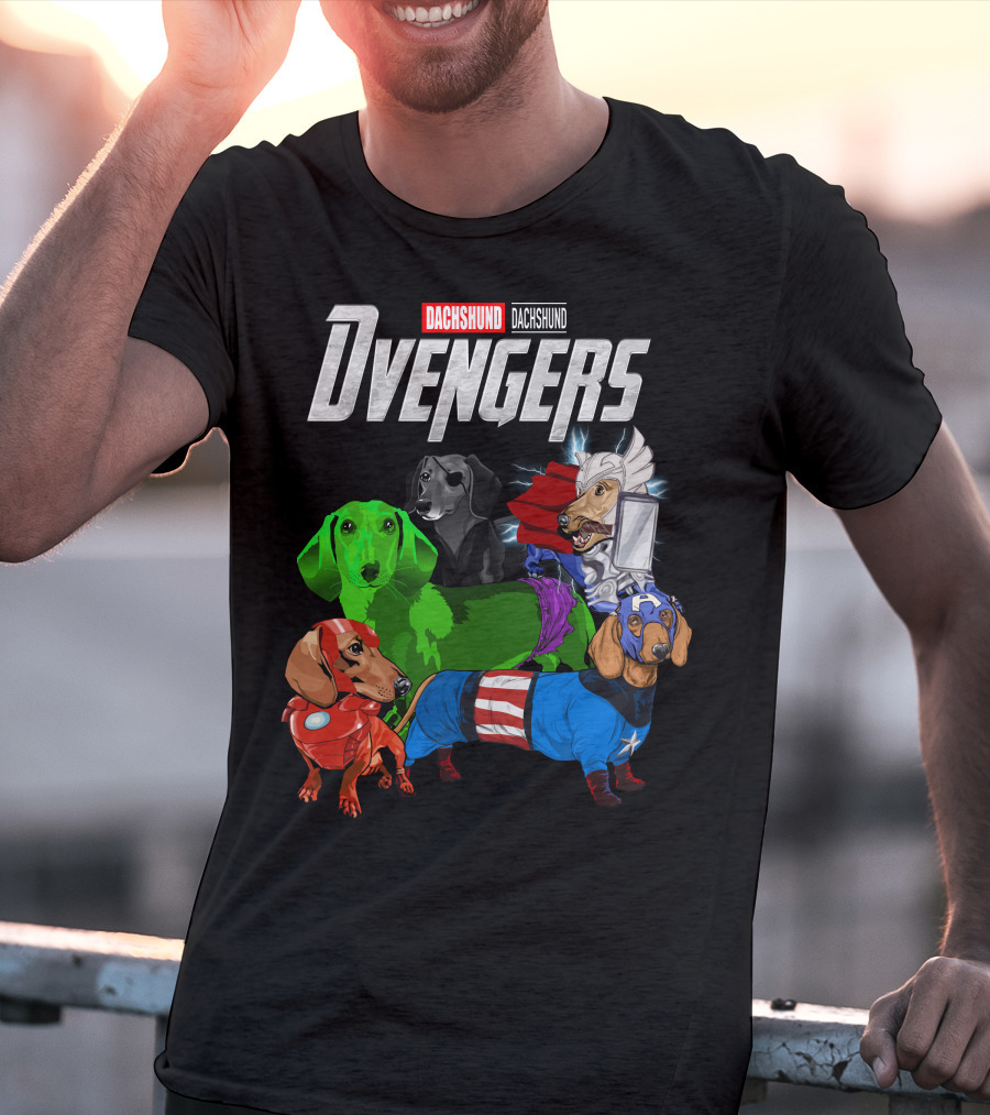 Dachshund Dvengers Dogs In Superhero Costumes T-Shirt