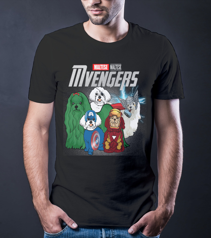 Maltese Mvengers Superhero Dogs T-Shirt