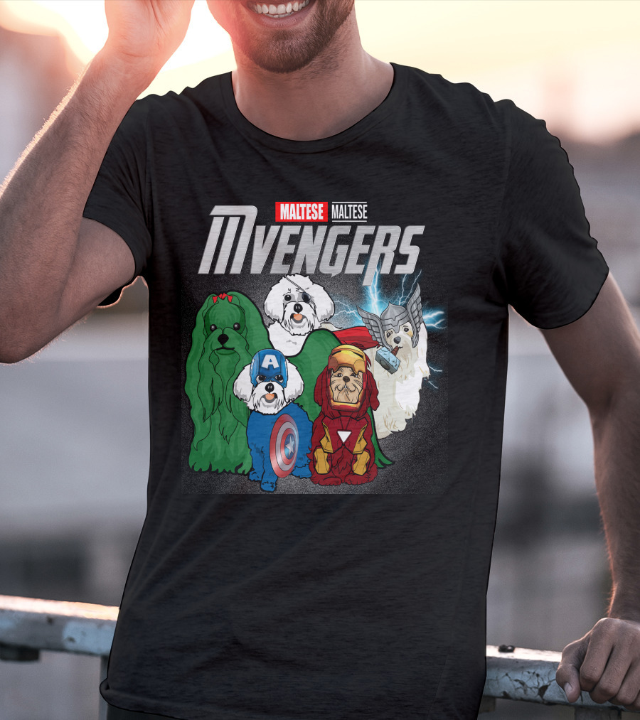Maltese Mvengers Superhero Dogs T-Shirt