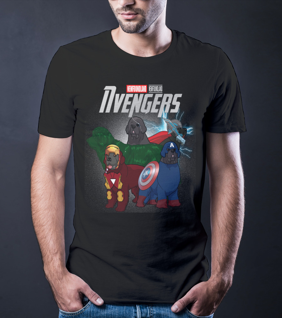 Newfoundland Avengers Dog Parody Marvel Superheroes T-Shirt