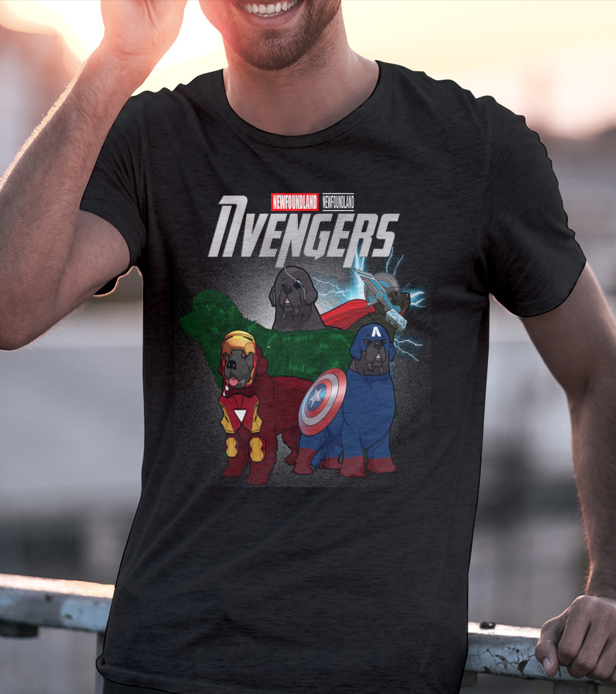 Newfoundland Avengers Dog Parody Marvel Superheroes T-Shirt