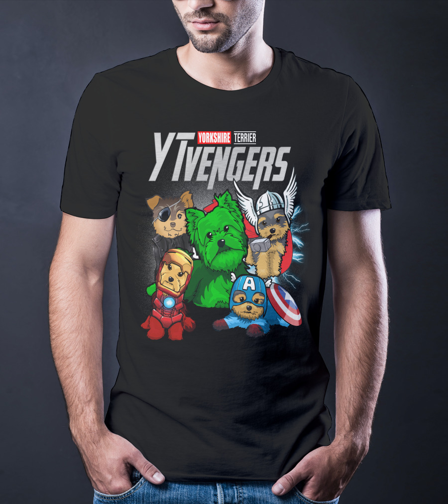 Yorkshire Terrier YTvengers Superhero Pups In Iconic Costumes T-Shirt