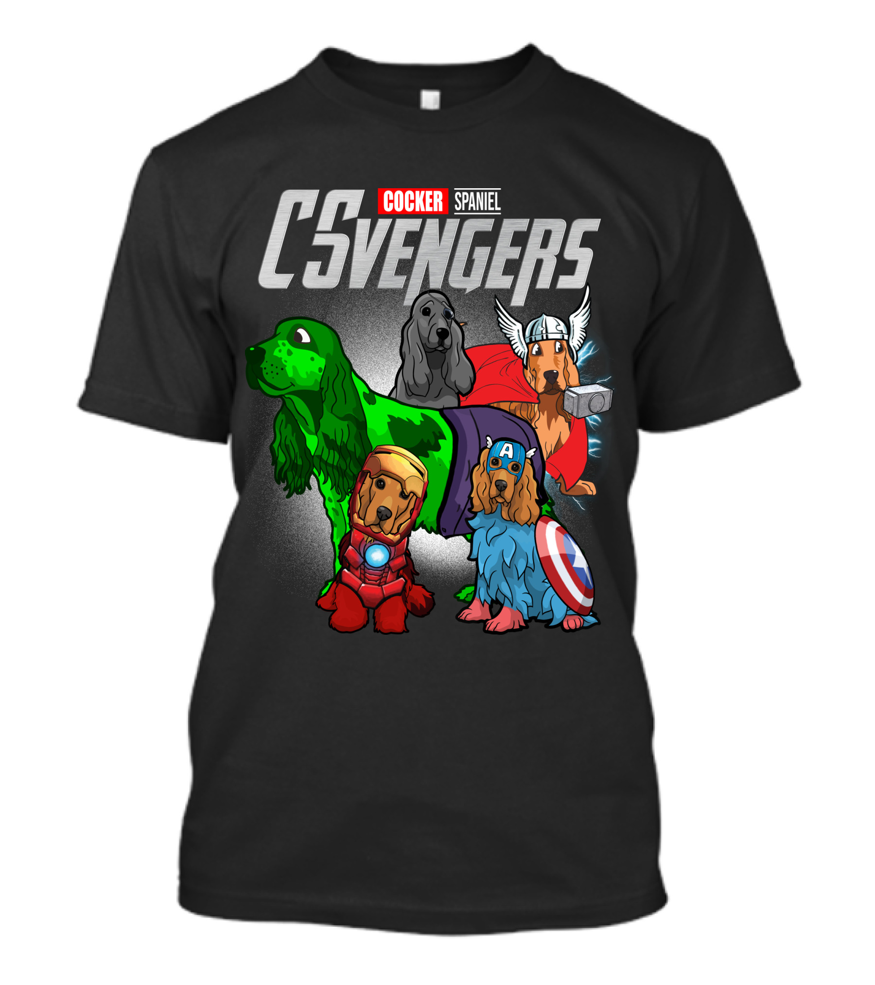 Cocker Spaniel CSvengers Superhero Dog Parody Avengers T-Shirt