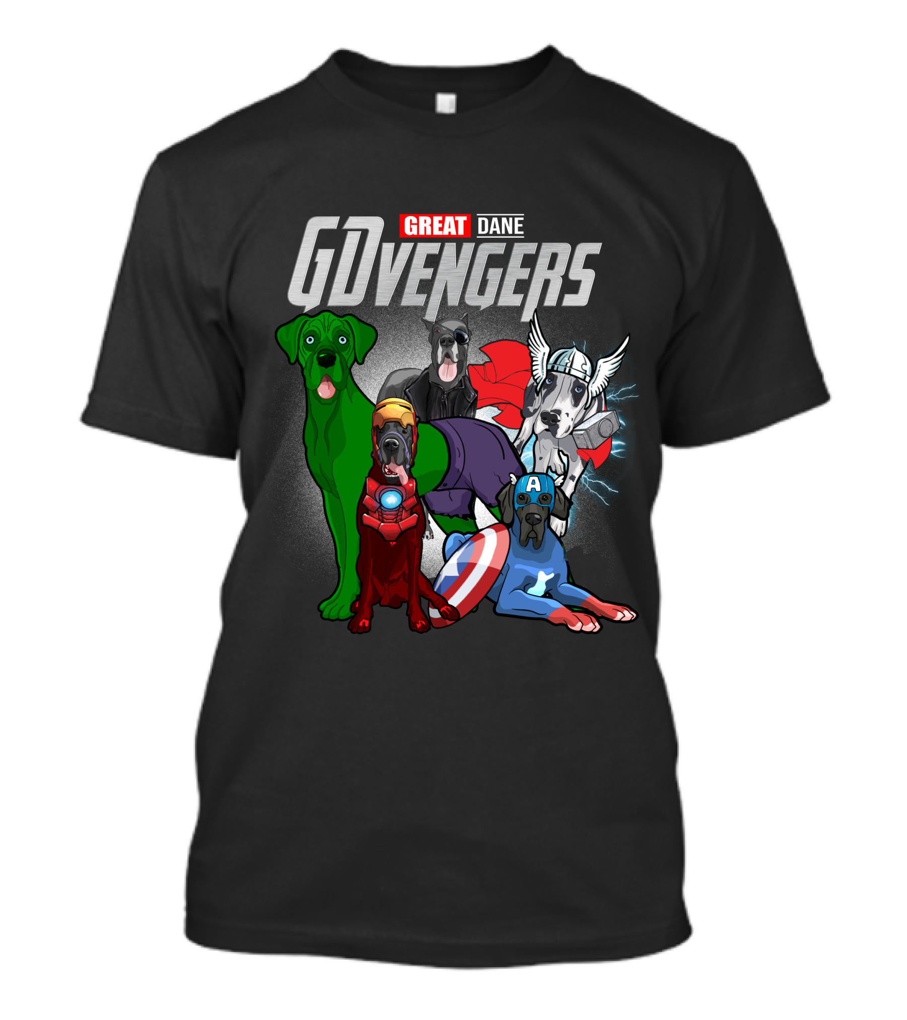 GDvengers Great Dane Superhero Dogs Avengers T-Shirt
