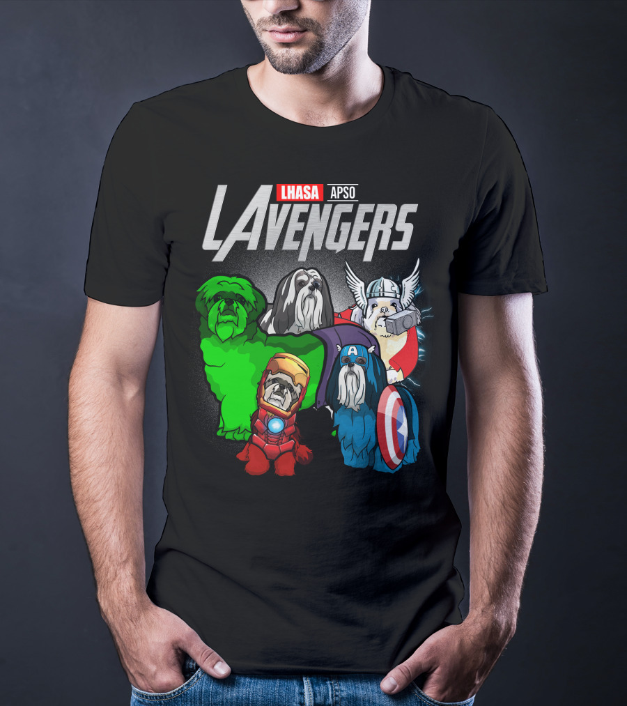 Lhasa Apso LAvengers Comic Superhero Dogs T-Shirt