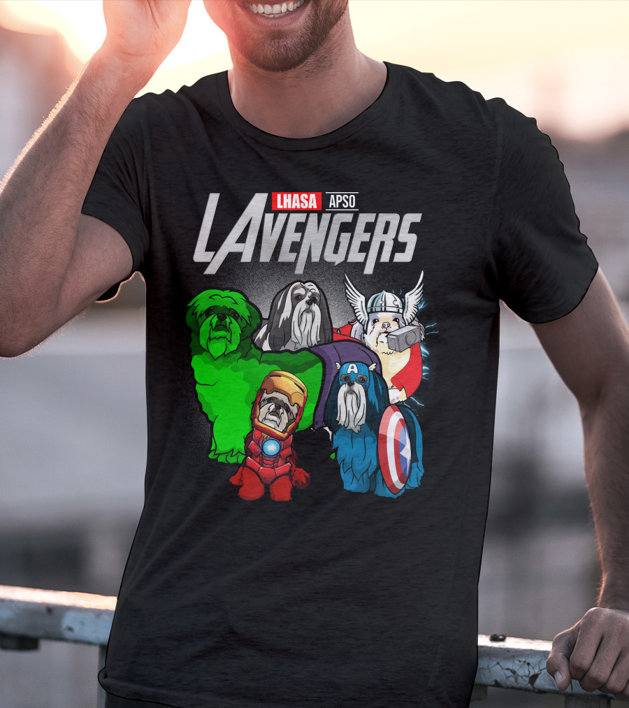 Lhasa Apso LAvengers Comic Superhero Dogs T-Shirt