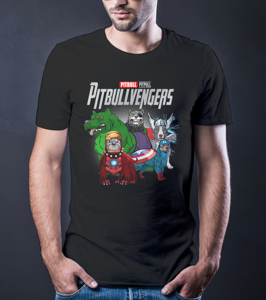 Pitbull Pitbullvengers Marvel Superhero Dogs T-Shirt