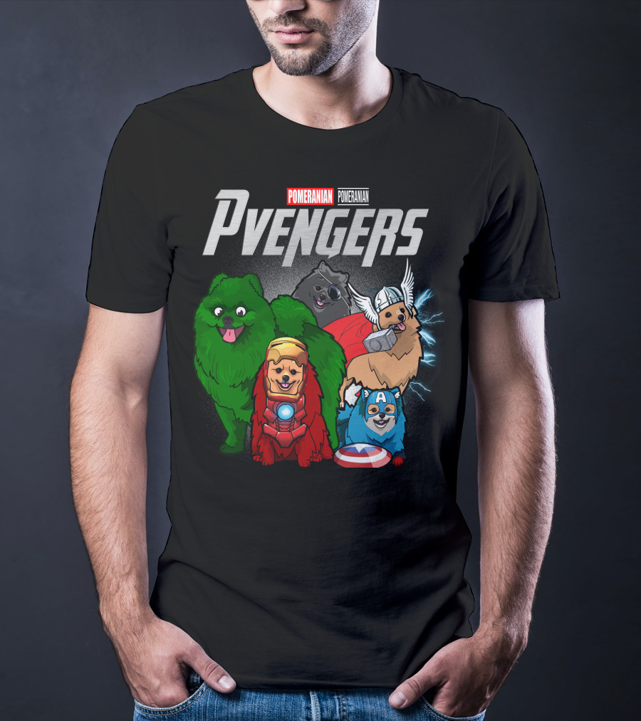 Pomeranian Pvengers Avengers Dog Superhero T-Shirt