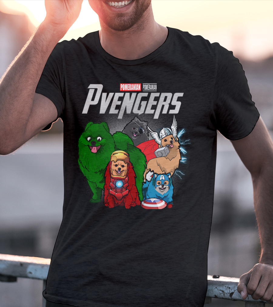 Pomeranian Pvengers Avengers Dog Superhero T-Shirt
