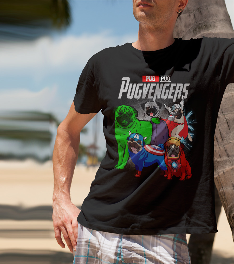 Pug Pugvengers Superhero Dogs Comic T-Shirt