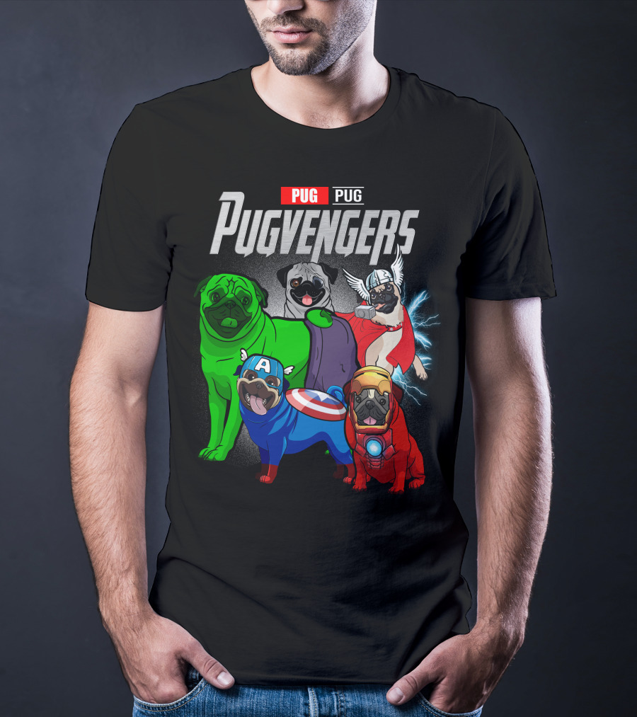 Pug Pugvengers Superhero Dogs Comic T-Shirt