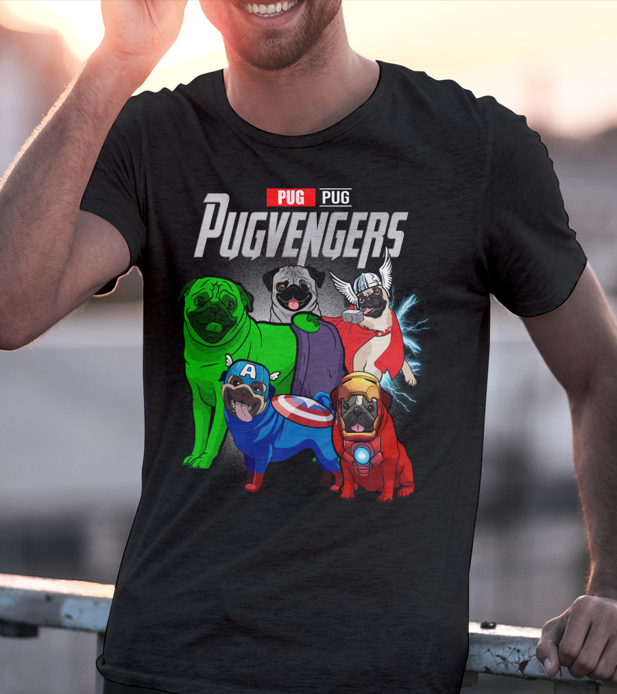 Pug Pugvengers Superhero Dogs Comic T-Shirt