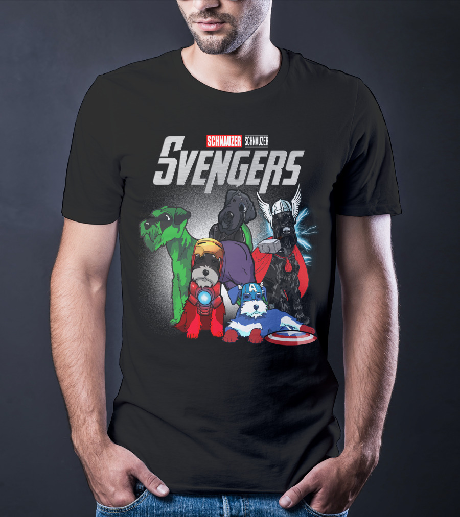 Schnauzer Svengers Marvel Parody With Superhero Dogs T-Shirt