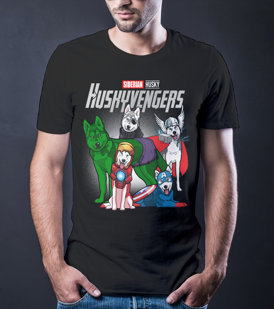 Siberian Husky Huskyvengers Superhero Dogs T-Shirt