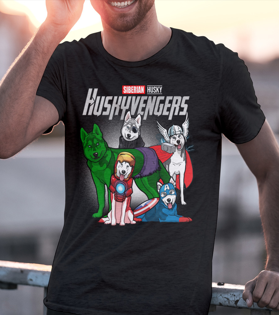 Siberian Husky Huskyvengers Superhero Dogs T-Shirt
