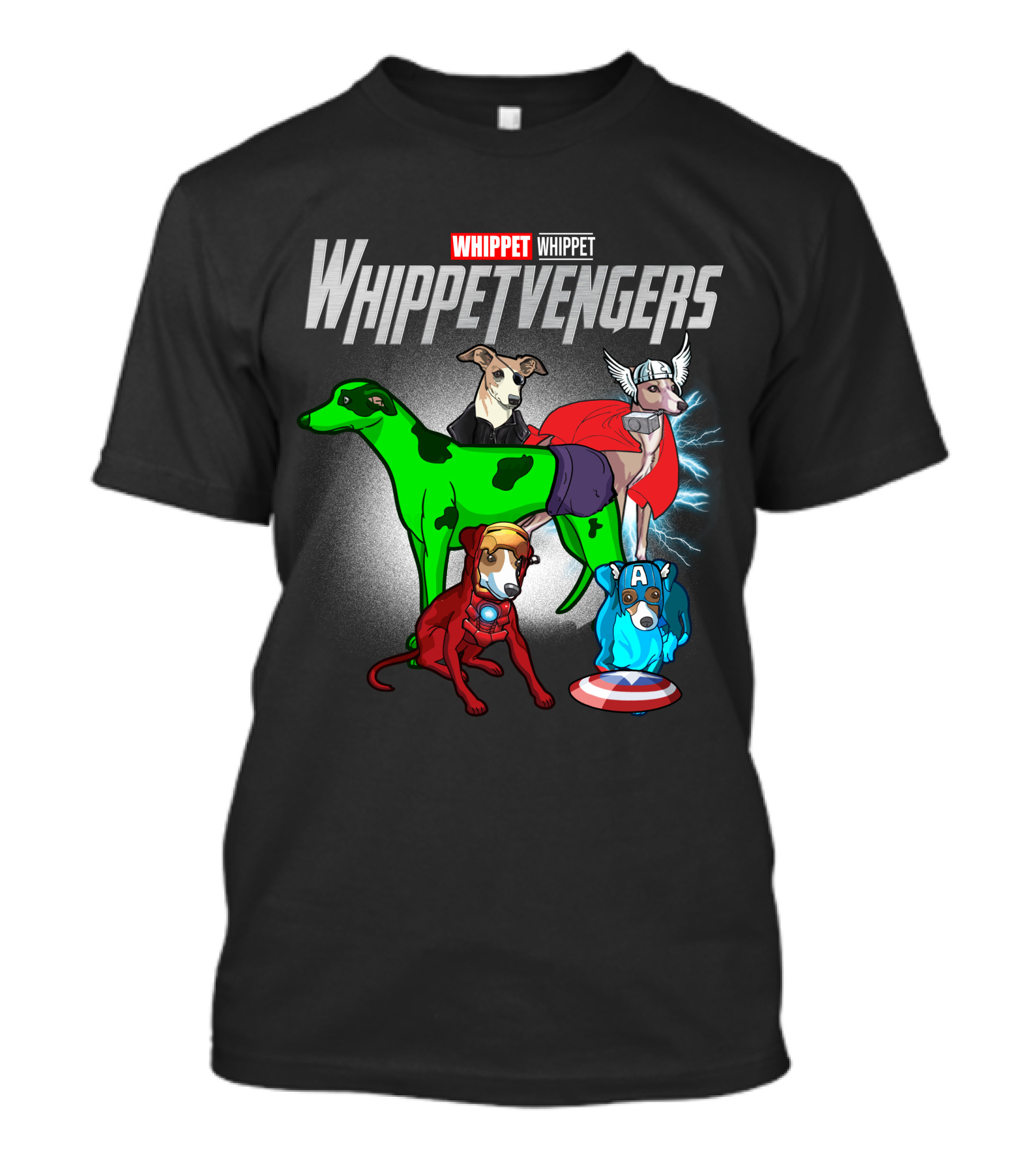 Whippet Whippetvengers Marvel Avengers Parody Dogs T-Shirt