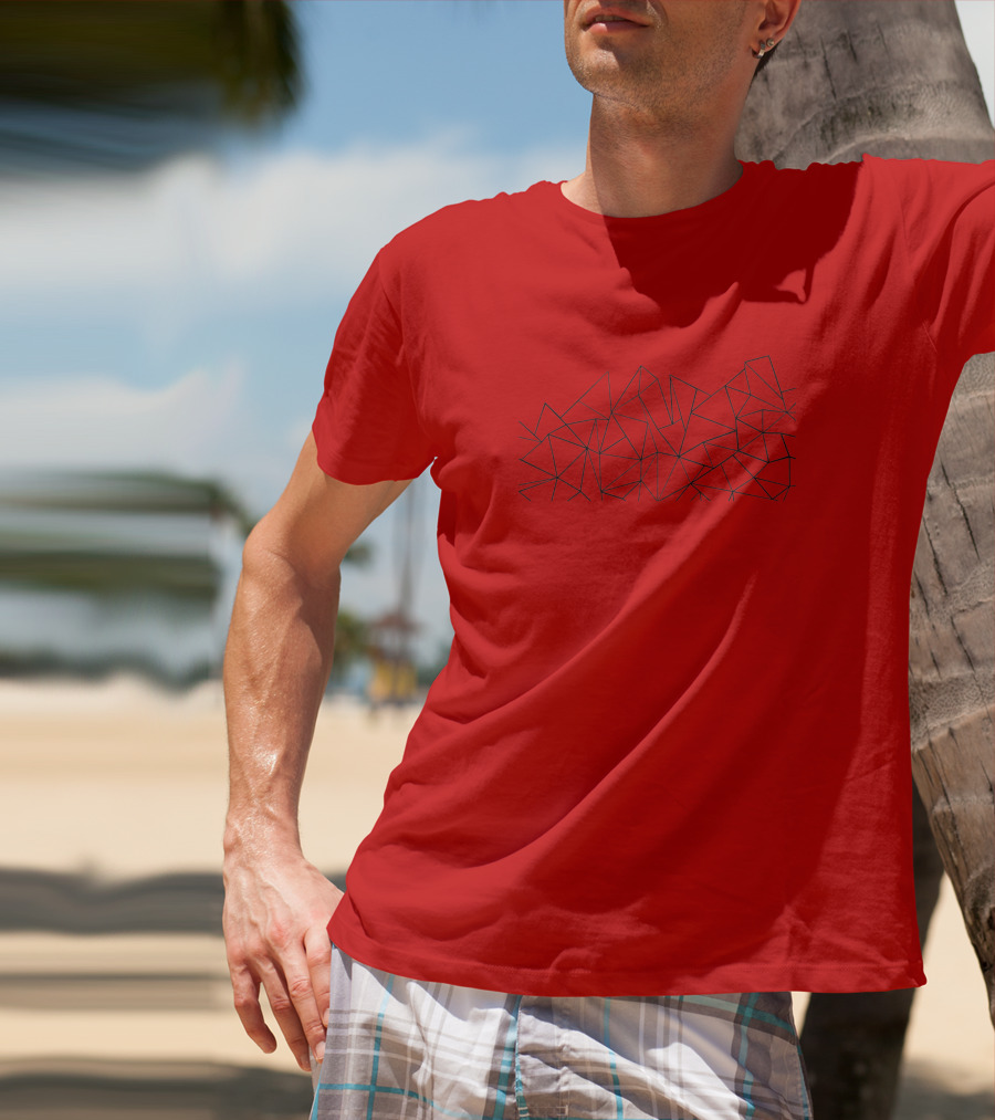 Ab Peaks Geometric Triangles Pattern Minimalist Black T-Shirt