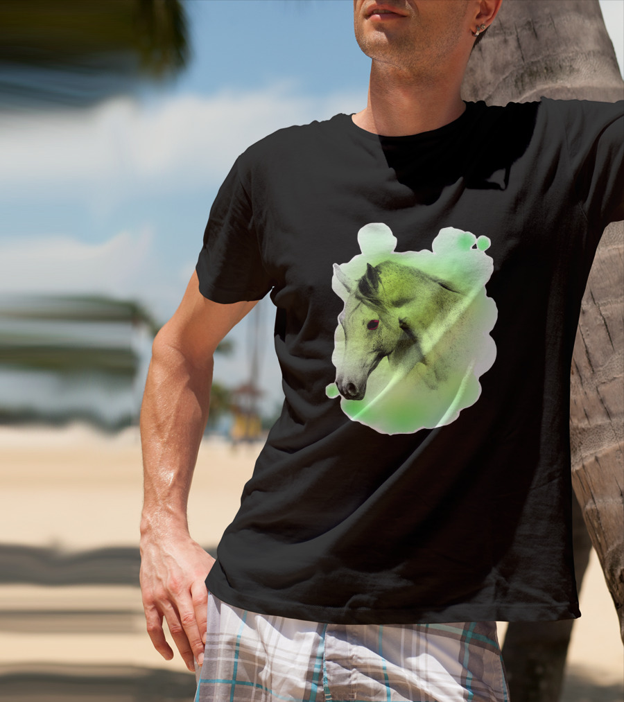 Arabic Horse Neon Green Art 334448 T-Shirt