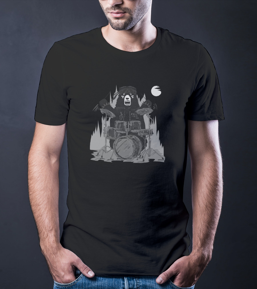 Bad Bear Band Drumming Under Moonlight 1733224 T-Shirt