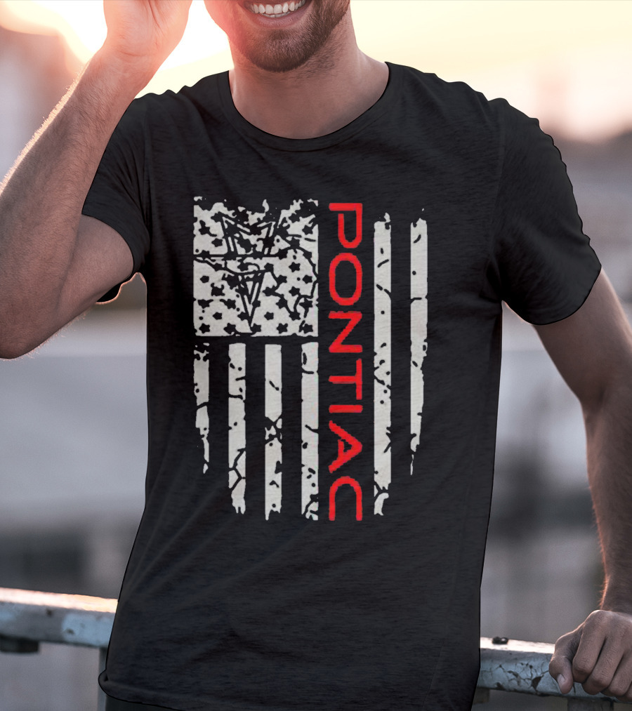 Pontiac Distressed American Flag With Firebird Emblem T-Shirt