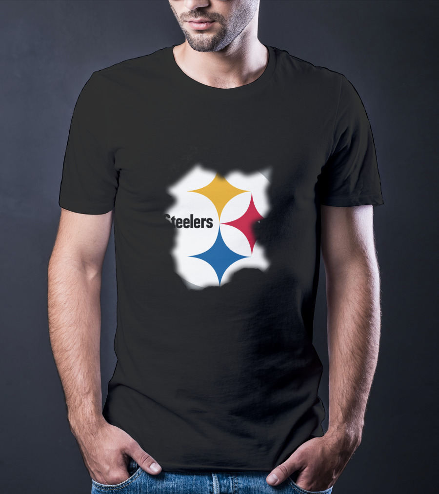 Pittsburgh Steelers Burst Design With Iconic Logo And Black T-Shirt