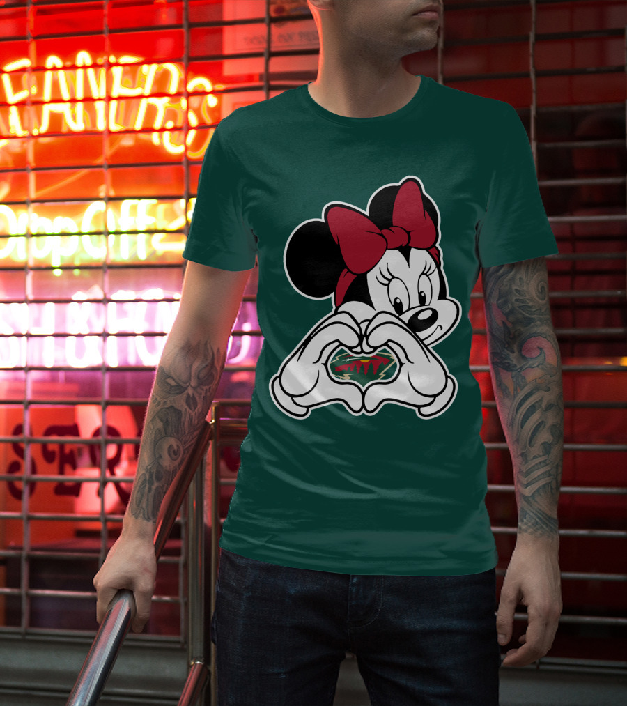 Minnesota Wild Minnie Mouse Heart Hands T-Shirt