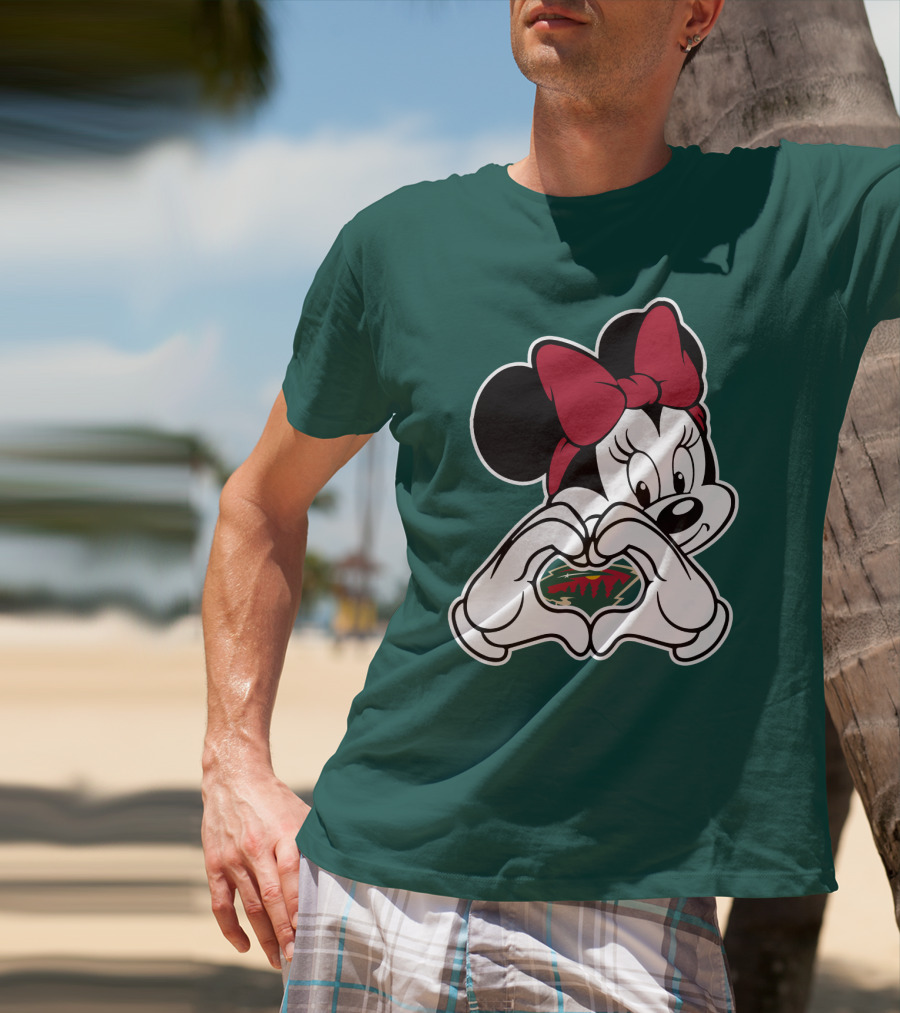 Minnesota Wild Minnie Mouse Heart Hands T-Shirt