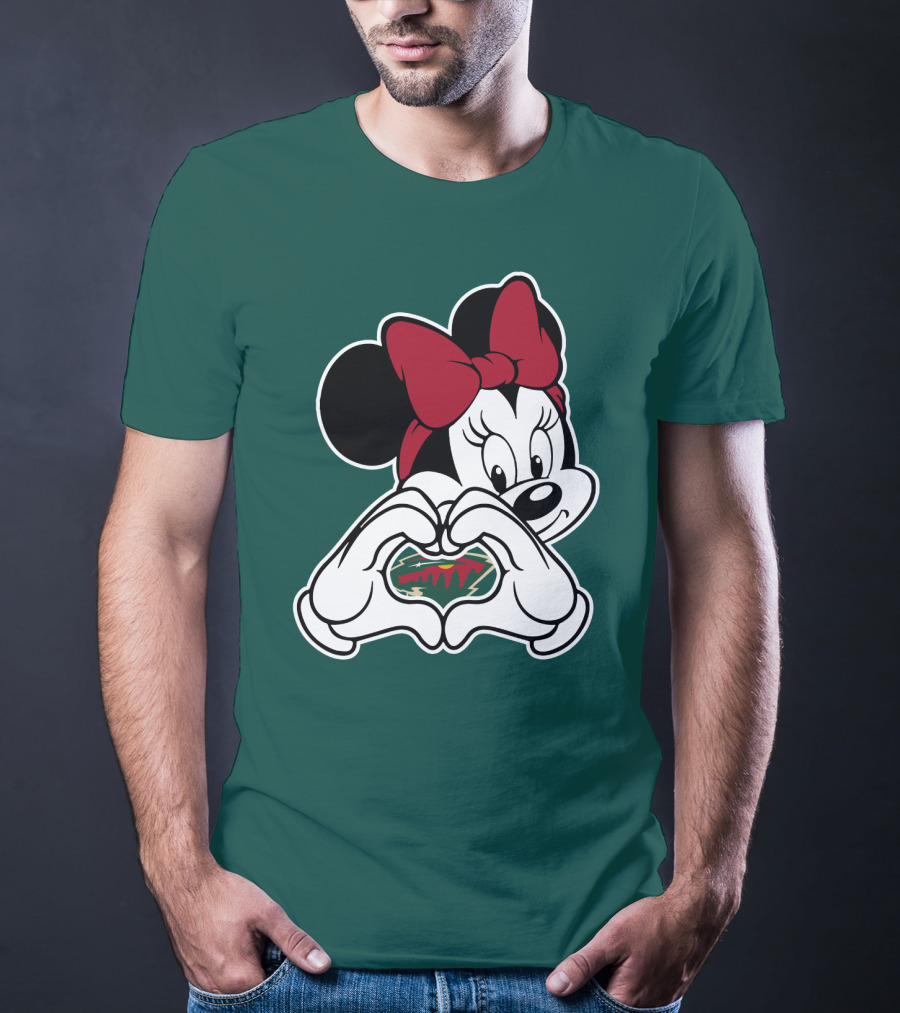 Minnesota Wild Minnie Mouse Heart Hands T-Shirt