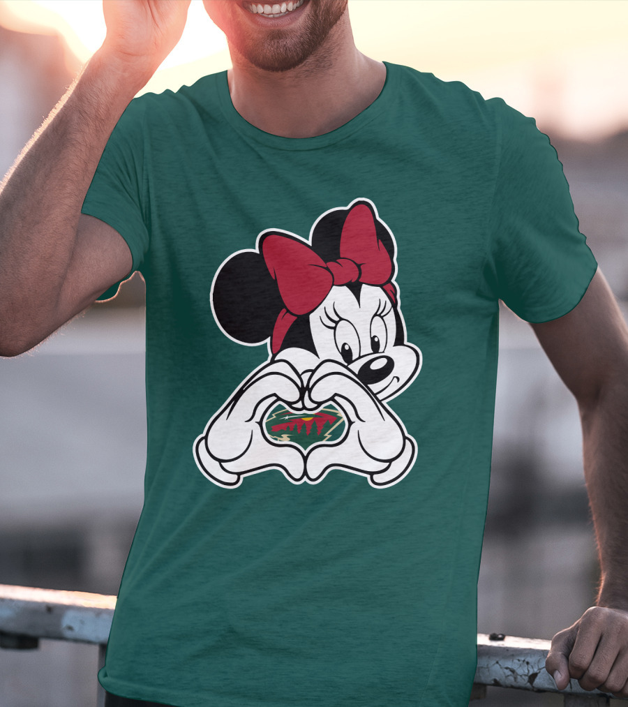 Minnesota Wild Minnie Mouse Heart Hands T-Shirt