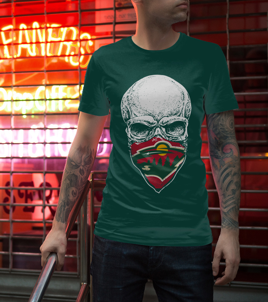 Minnesota Wild Hockey Skull Logo Bandana T-Shirt