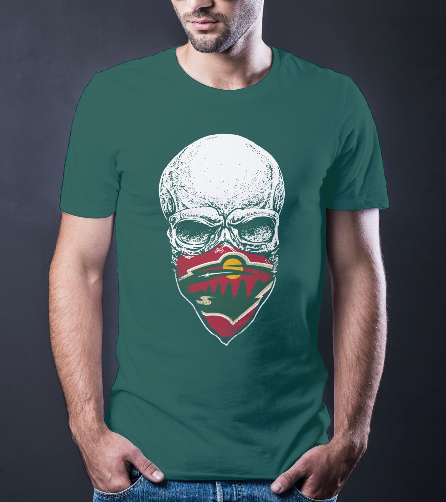 Minnesota Wild Hockey Skull Logo Bandana T-Shirt