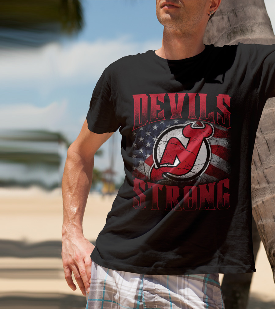 Devils Strong New Jersey Devils American Flag T-Shirt