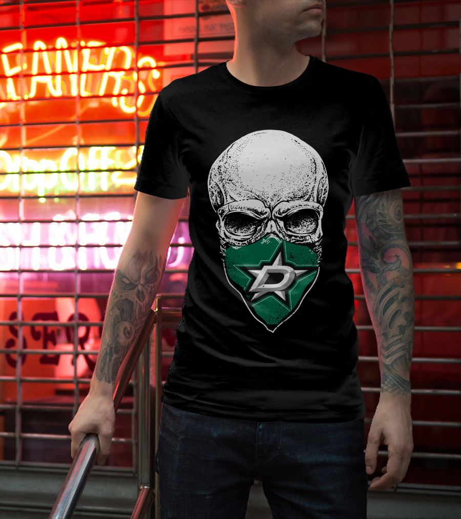 Dallas Stars Logo Over Skull T-Shirt