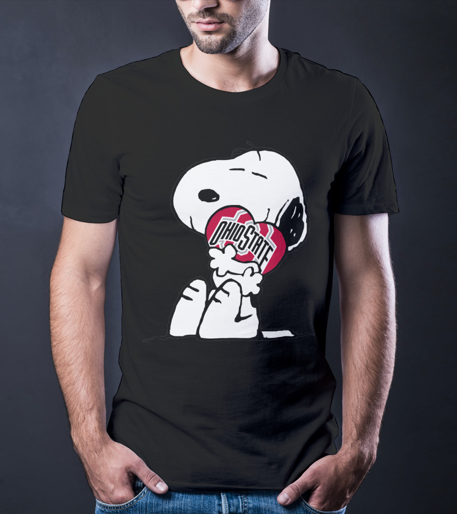 Snoopy With Ohio State Buckeyes Heart T-Shirt
