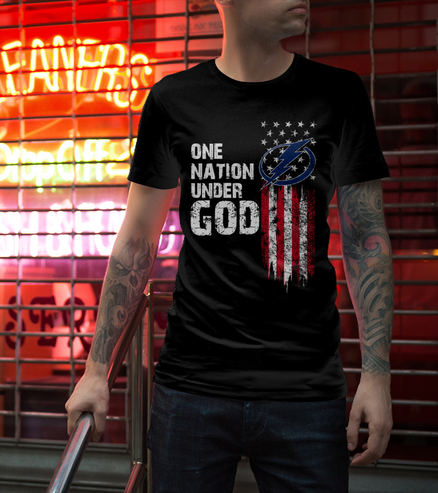 One Nation Under God Tampa Bay Lightning Flag T-Shirt