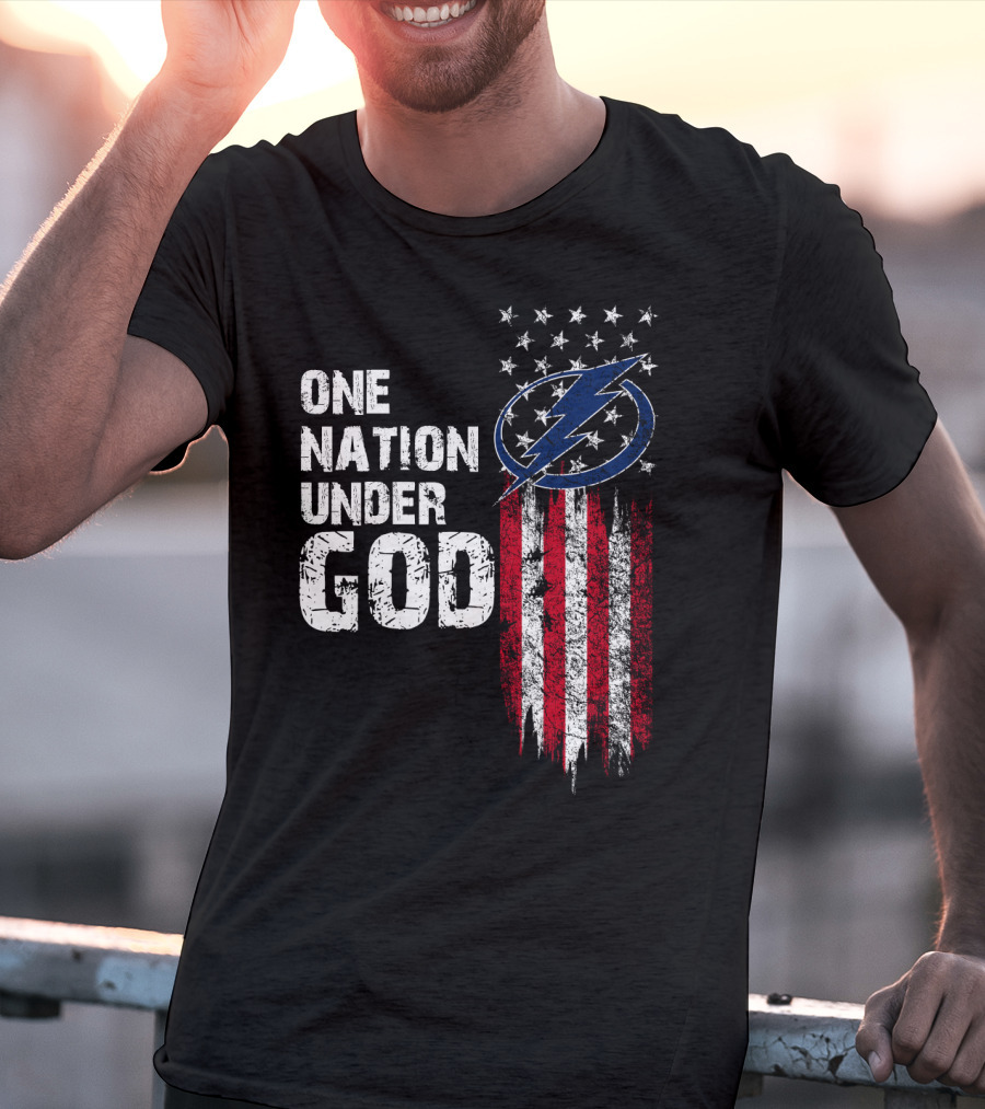 One Nation Under God Tampa Bay Lightning Flag T-Shirt