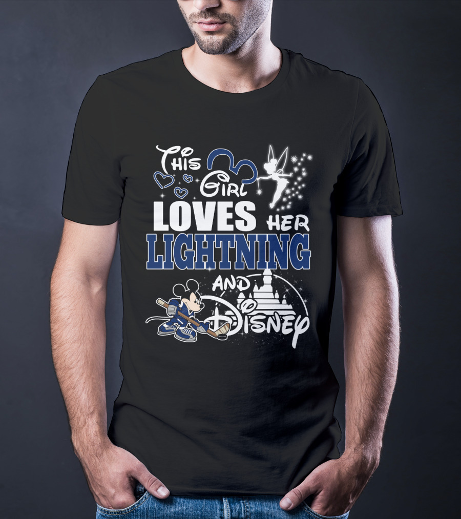 This Girl Loves Her Lightning And Disney With Hockey Mickey And Castle T-Shirt