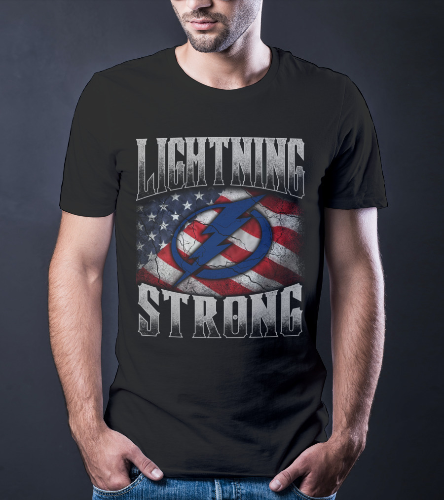 Lightning Strong Tampa Bay American Flag T-Shirt