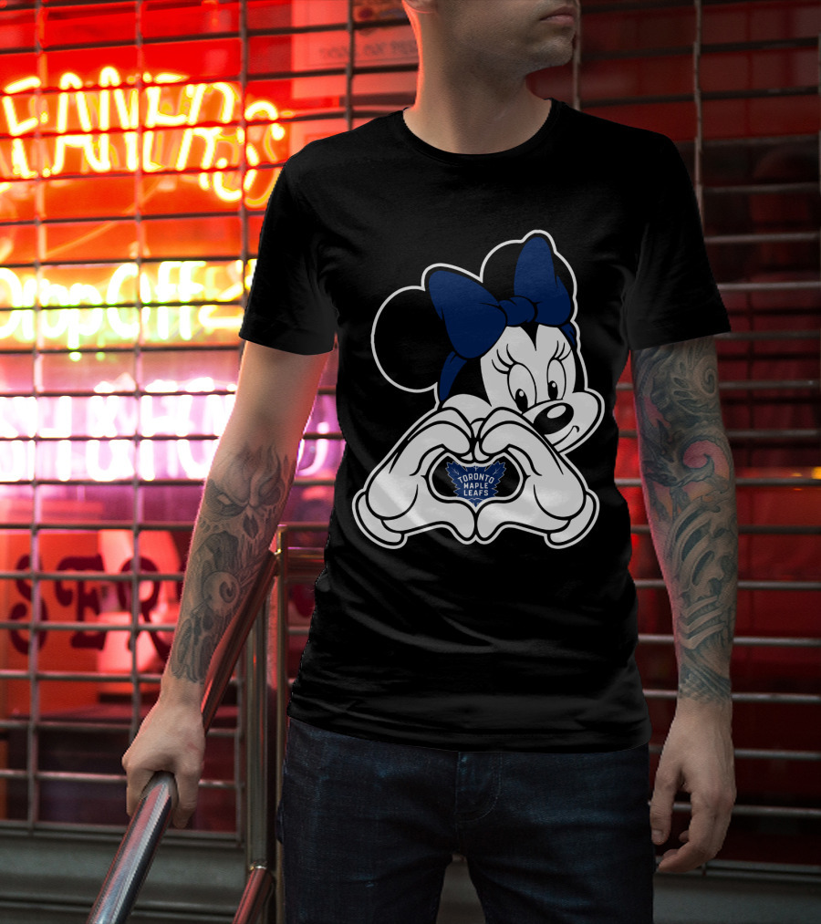 Toronto Maple Leafs Minnie Mouse Heart Hands T-Shirt