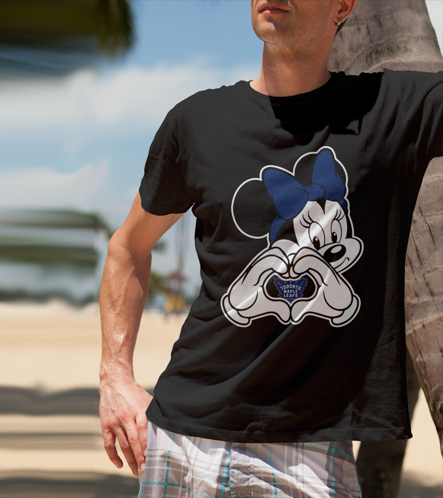 Toronto Maple Leafs Minnie Mouse Heart Hands T-Shirt