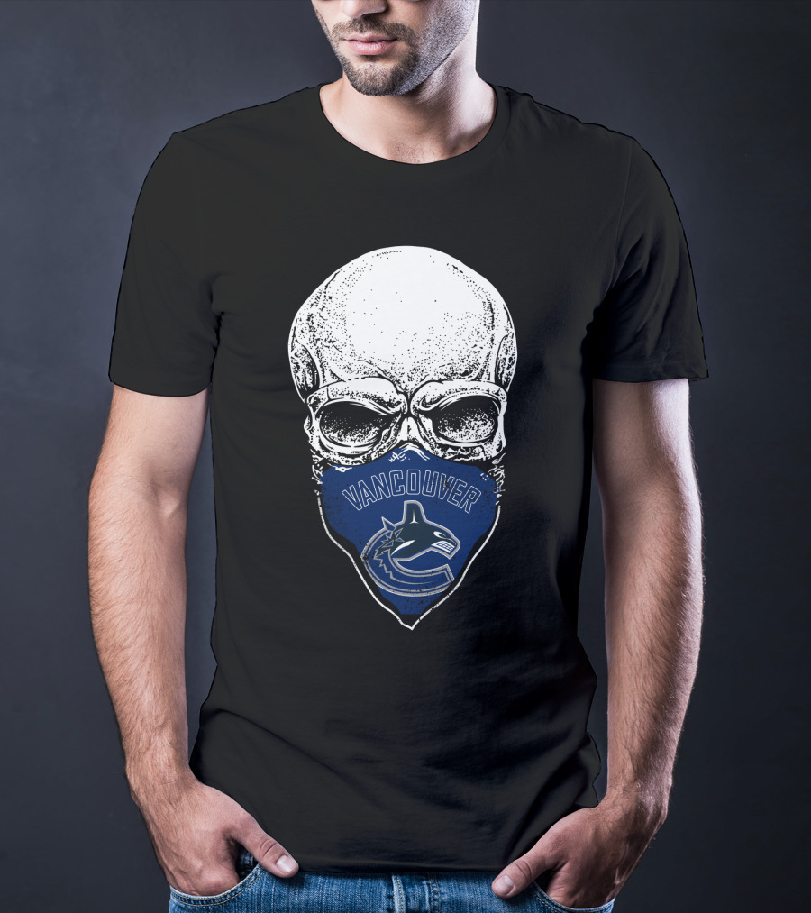 Vancouver Canucks Skull Hockey Team Fan Mask T-Shirt