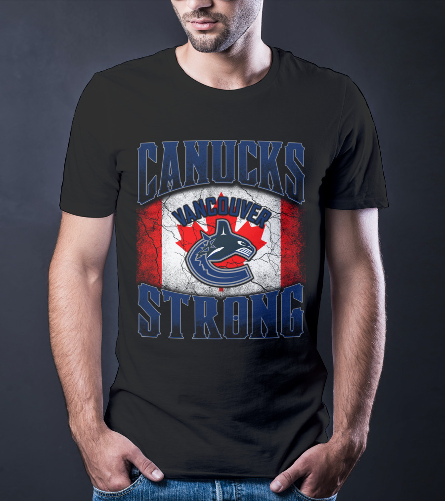Vancouver Canucks Strong Canadian Flag Hockey T-Shirt