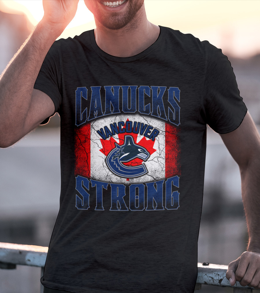 Vancouver Canucks Strong Canadian Flag Hockey T-Shirt