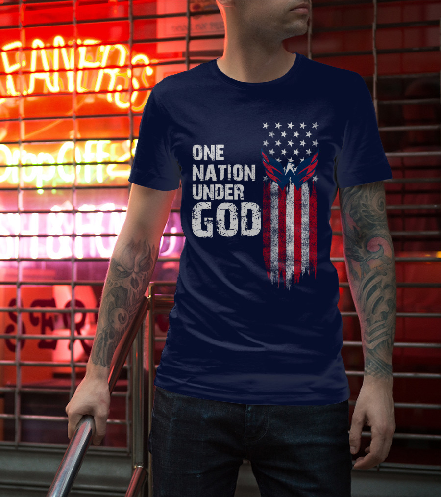 One Nation Under God Washington Capitals American Flag T-Shirt