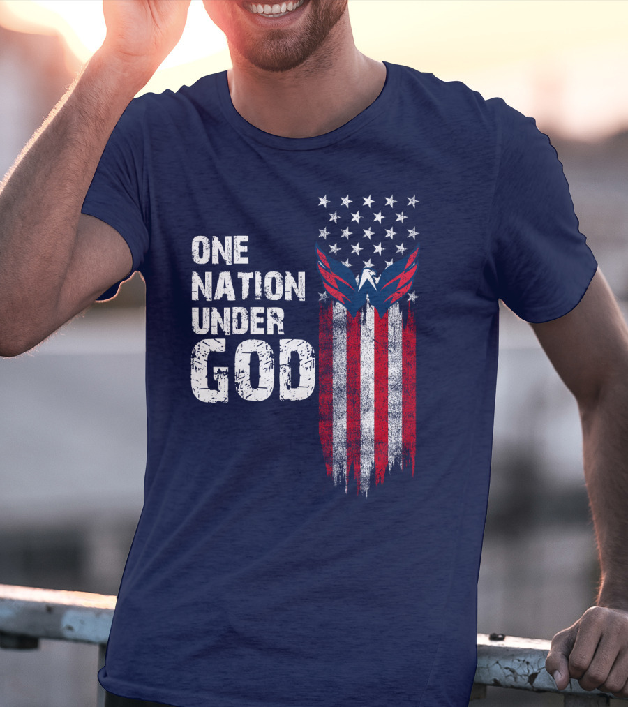 One Nation Under God Washington Capitals American Flag T-Shirt