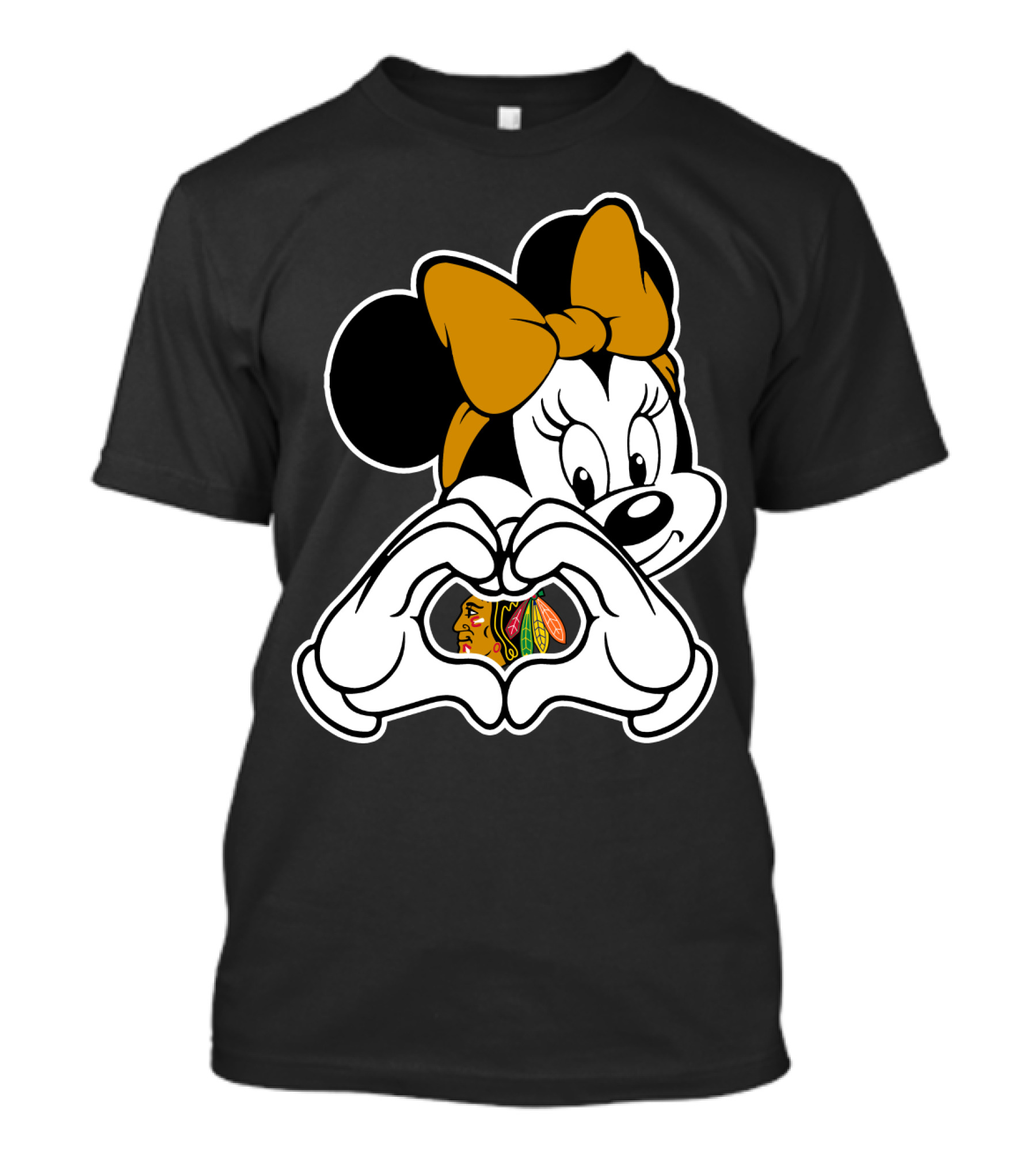 Blackhawks Minnie Mouse Heart Hands T-Shirt