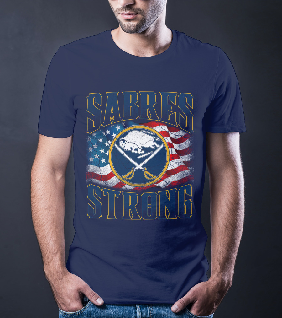 Sabres Strong Buffalo American Flag T-Shirt