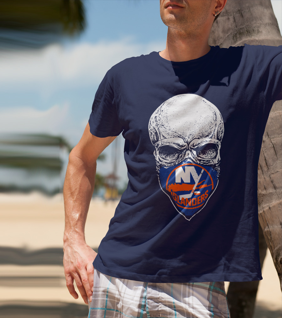 Ny Islanders Skull Logo Hockey Fan T-Shirt