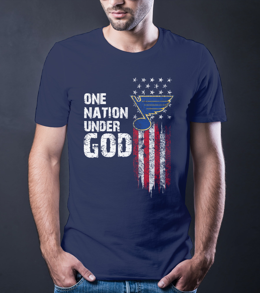 One Nation Under God St. Louis Blues American Flag Stars T-Shirt