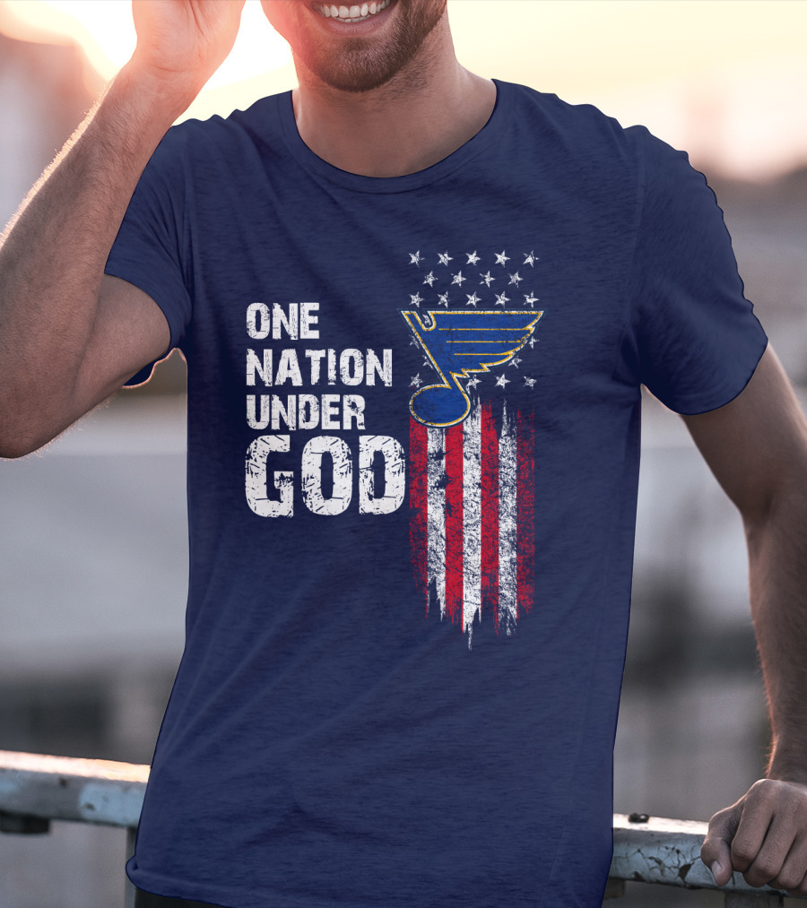 One Nation Under God St. Louis Blues American Flag Stars T-Shirt